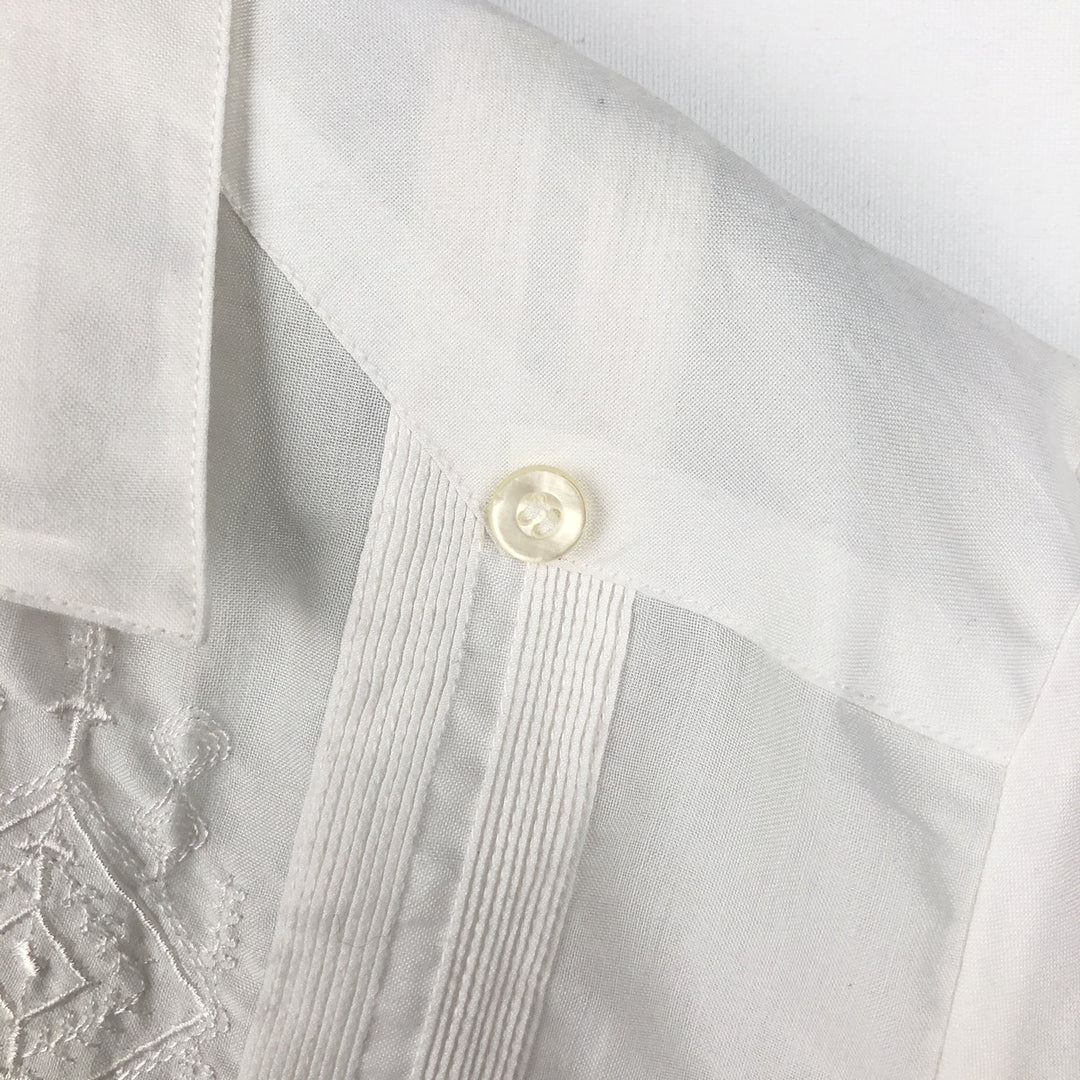 Yucateca Short-Sleeve Open-Collar Mexican Shirt, Cuban Shirt, Boxy Shirt, Men's Size M (Equivalent), Vintage polyester white type Vintage Second Hand
