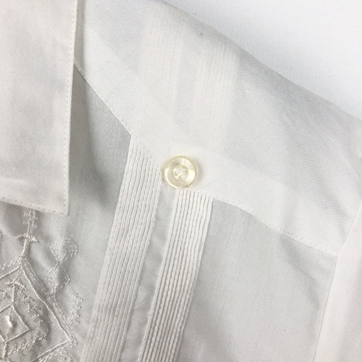 Yucateca Short-Sleeve Open-Collar Mexican Shirt, Cuban Shirt, Boxy Shirt, Men's Size M (Equivalent), Vintage polyester white type Vintage Second Hand