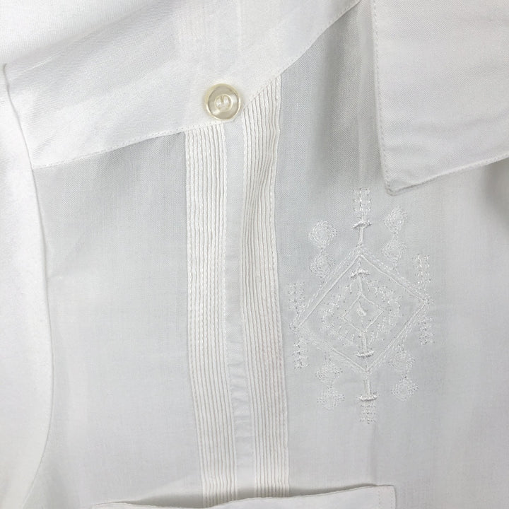 Yucateca Short-Sleeve Open-Collar Mexican Shirt, Cuban Shirt, Boxy Shirt, Men's Size M (Equivalent), Vintage polyester white type Vintage Second Hand