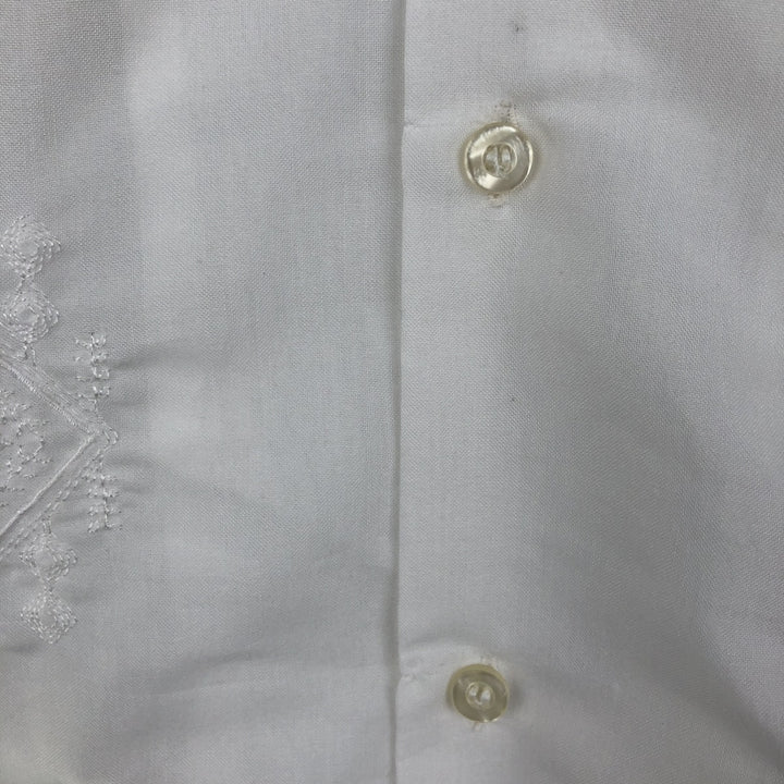 Yucateca Short-Sleeve Open-Collar Mexican Shirt, Cuban Shirt, Boxy Shirt, Men's Size M (Equivalent), Vintage polyester white type Vintage Second Hand