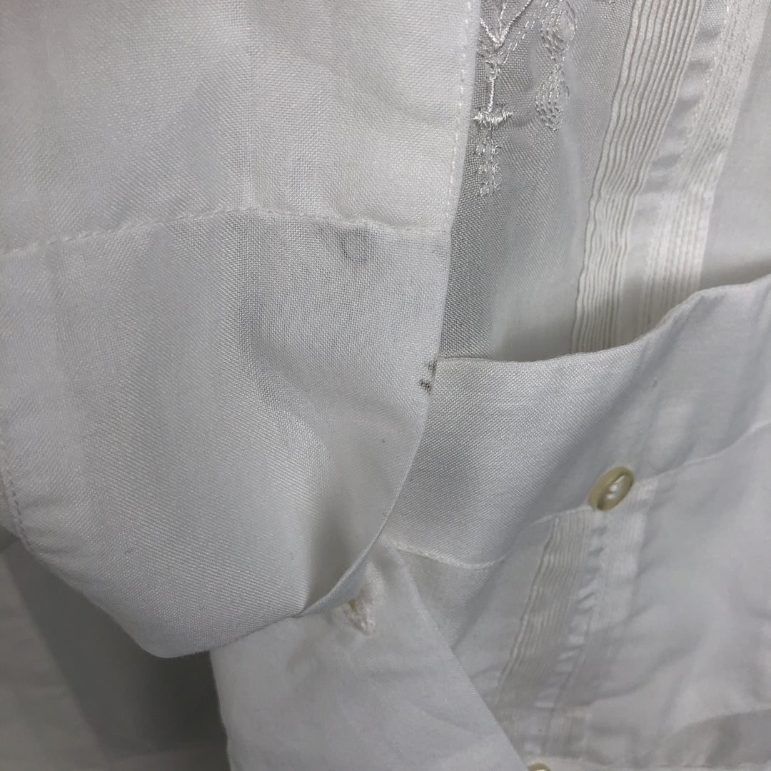 Yucateca Short-Sleeve Open-Collar Mexican Shirt, Cuban Shirt, Boxy Shirt, Men's Size M (Equivalent), Vintage polyester white type Vintage Second Hand