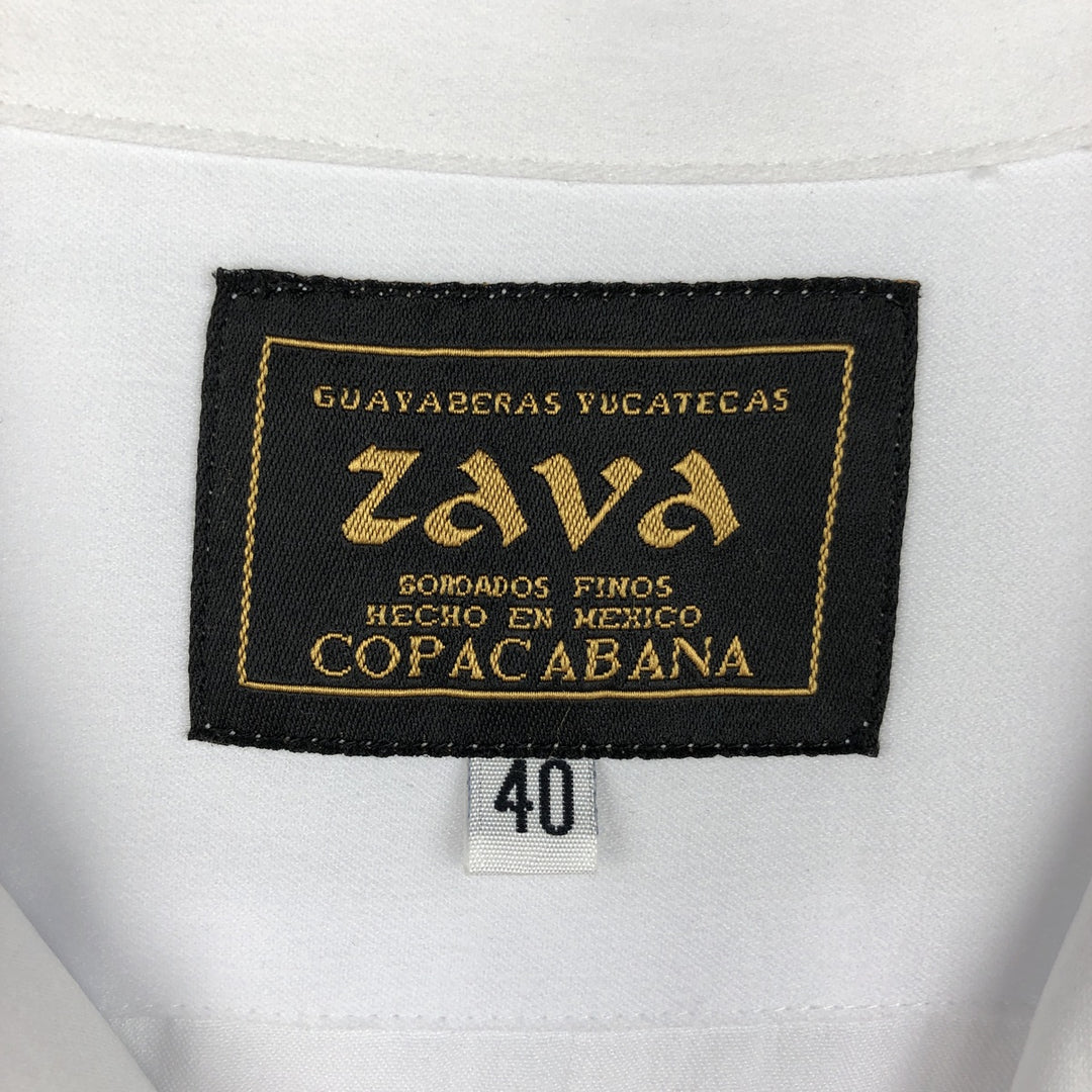 ZAVA COPACABANA Short-Sleeve Open-Collar Mexican Shirt, Cuban Shirt, Boxy Shirt, Men's Size L (approx.) polyester white type Vintage Second Hand