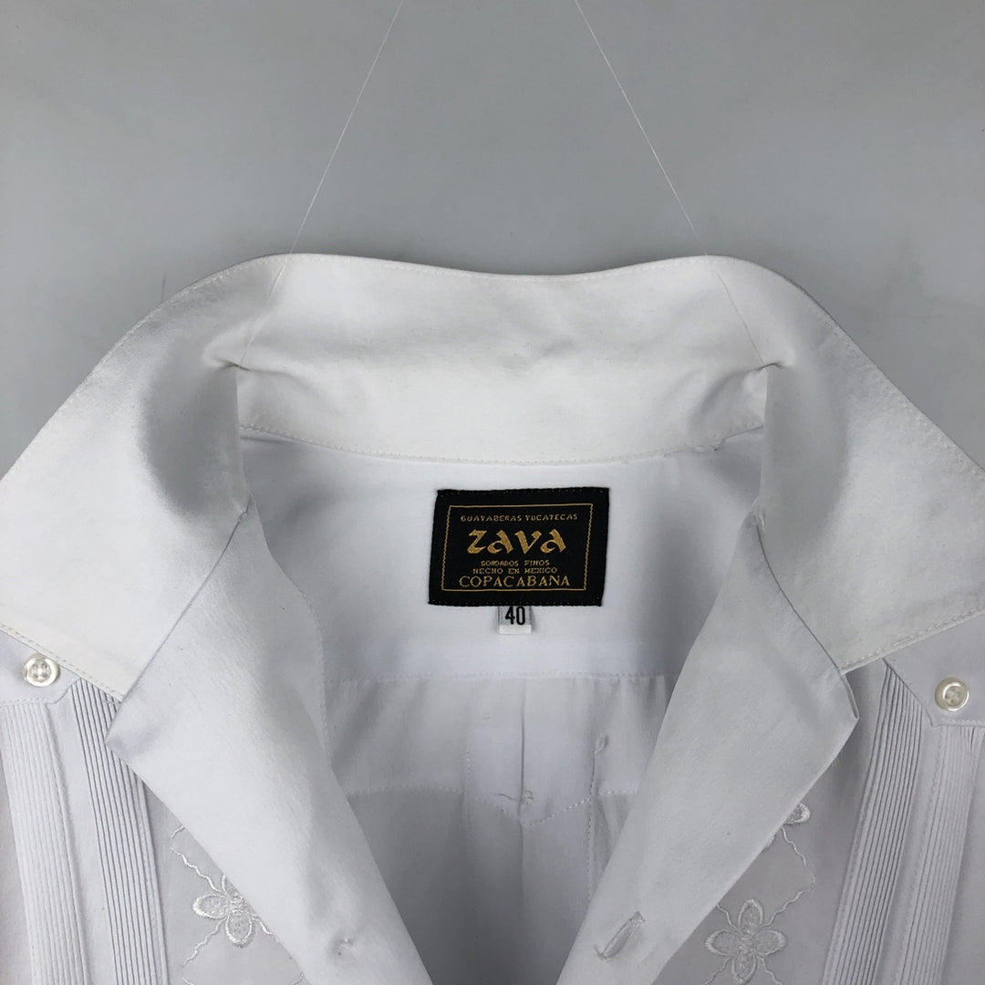 ZAVA COPACABANA Short-Sleeve Open-Collar Mexican Shirt, Cuban Shirt, Boxy Shirt, Men's Size L (approx.) polyester white type Vintage Second Hand