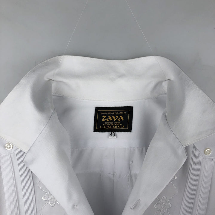 ZAVA COPACABANA Short-Sleeve Open-Collar Mexican Shirt, Cuban Shirt, Boxy Shirt, Men's Size L (approx.) polyester white type Vintage Second Hand