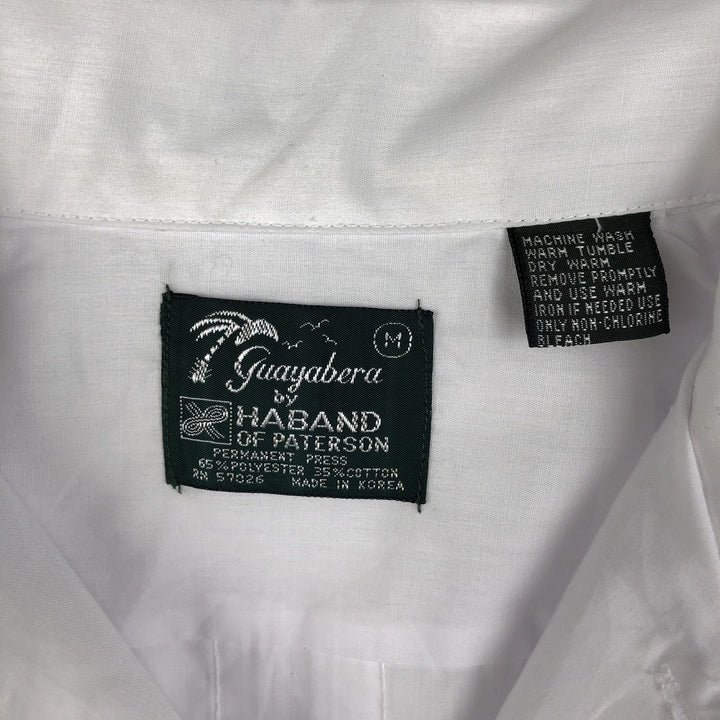 ~90'S HABAND Guayabera Short-Sleeve Open Collar Mexican Shirt Cuban Shirt Box Shirt Men's Size M polyester white type Vintage Second Hand
