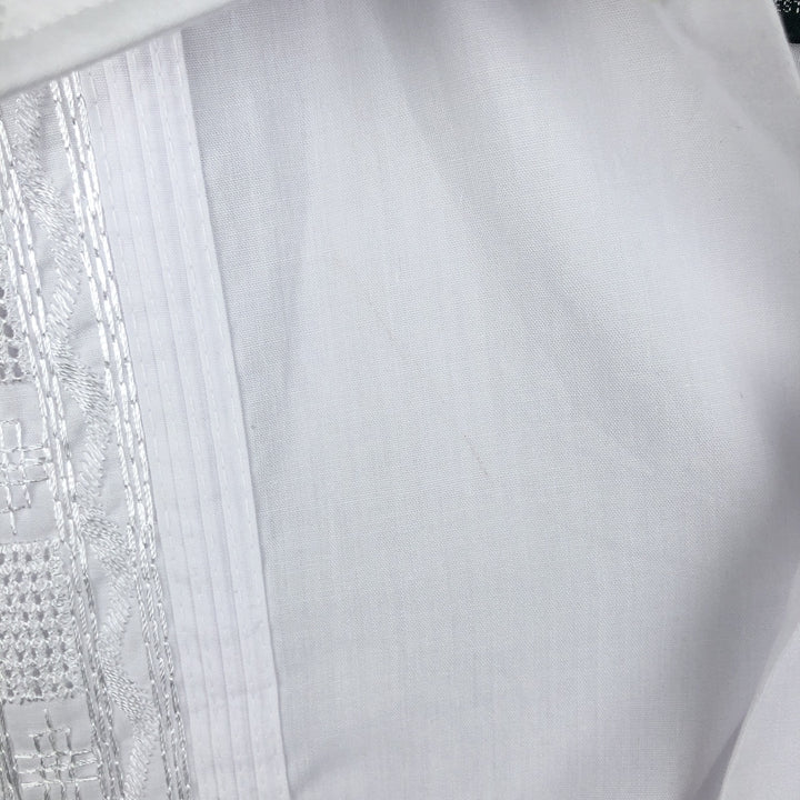 ~90'S HABAND Guayabera Short-Sleeve Open Collar Mexican Shirt Cuban Shirt Box Shirt Men's Size M polyester white type Vintage Second Hand