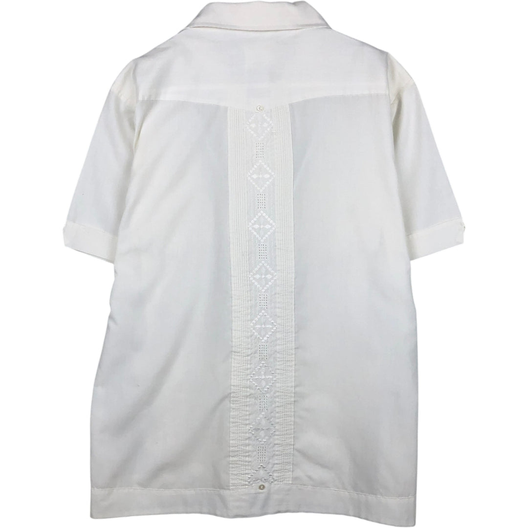 YUCATECA Short-Sleeve Open-Collar Mexican Shirt, Cuban Shirt, Boxy Shirt, Men's Size L (Equivalent), Vintage unclear white type Vintage Second Hand