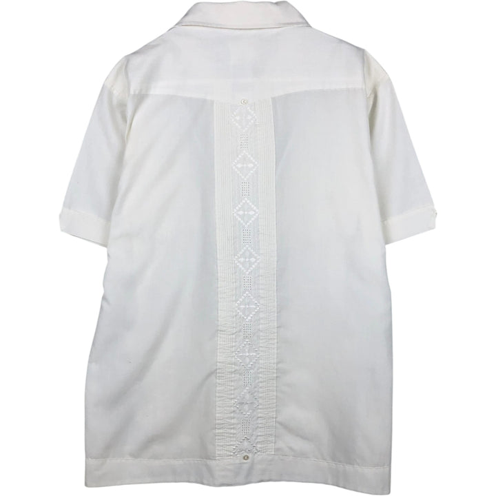 YUCATECA Short-Sleeve Open-Collar Mexican Shirt, Cuban Shirt, Boxy Shirt, Men's Size L (Equivalent), Vintage unclear white type Vintage Second Hand