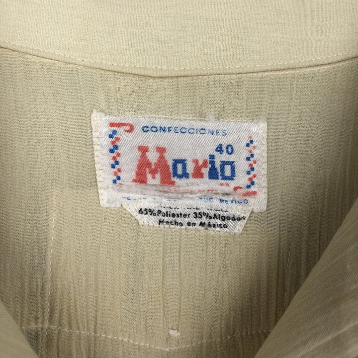 CONFECCIONES Mario Short-Sleeve Open-Collar Mexican Shirt, Cuban Shirt, Boxy Shirt, Men's Size M (Equivalent), Vintage polyester unbleached Vintage Second Hand
