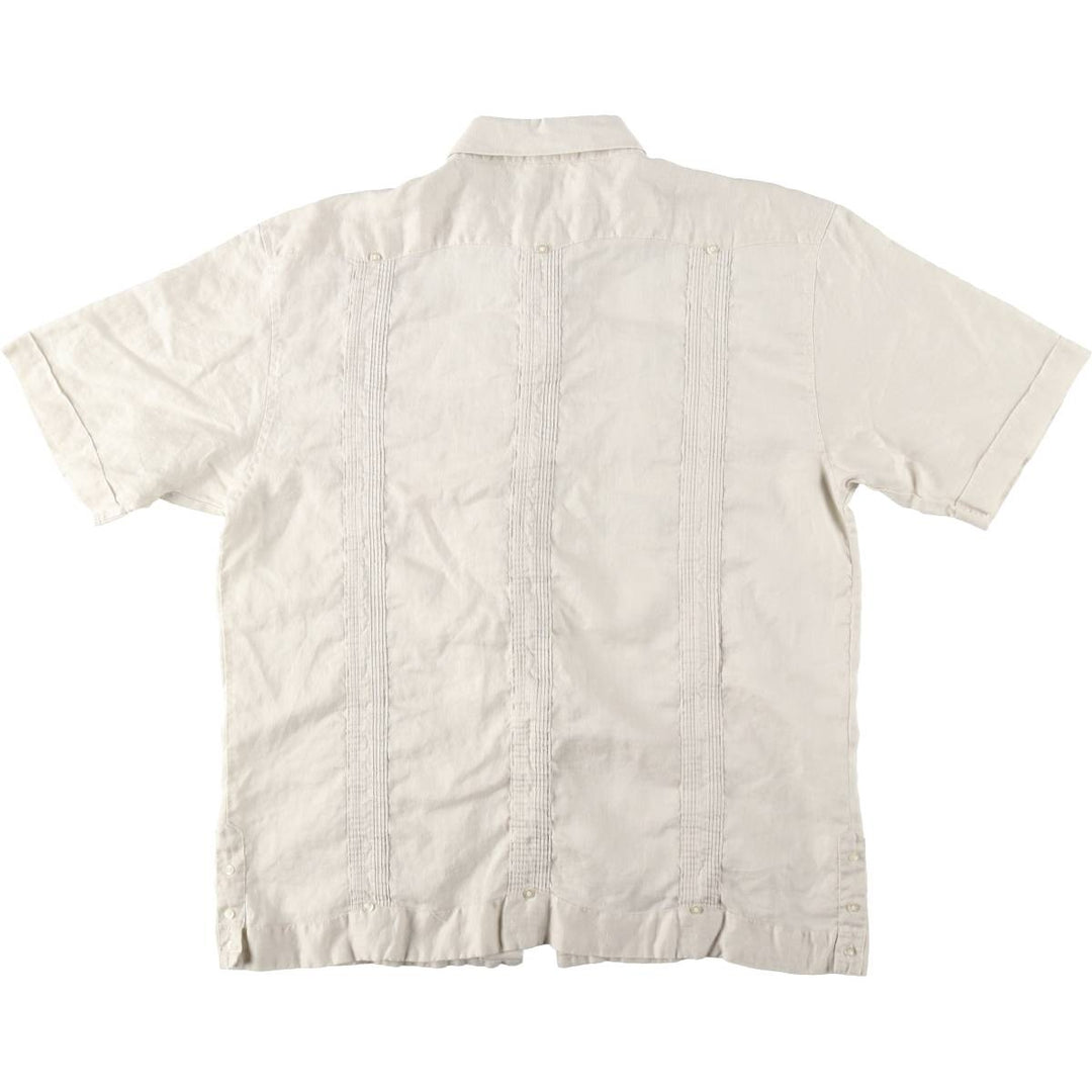 Bandetta Shirt Co. Short-Sleeve Mexican Shirt, Cuban Shirt, Boxy Shirt, Men's Size XL (approx.) linen unbleached Vintage Second Hand