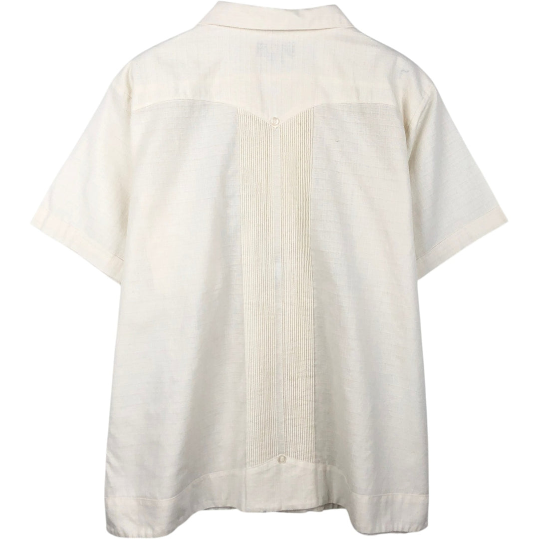 CONTINENTAL Short-Sleeve Open-Collar Mexican Shirt, Cuban Shirt, Boxy Shirt, Men's Size L (Equivalent), Vintage linen pale white type Vintage Second Hand