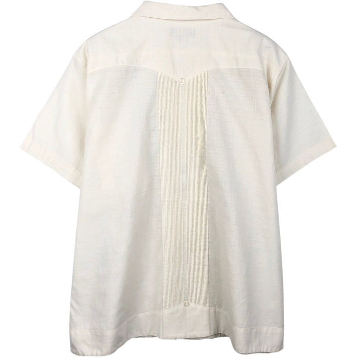 CONTINENTAL Short-Sleeve Open-Collar Mexican Shirt, Cuban Shirt, Boxy Shirt, Men's Size L (Equivalent), Vintage linen pale white type Vintage Second Hand