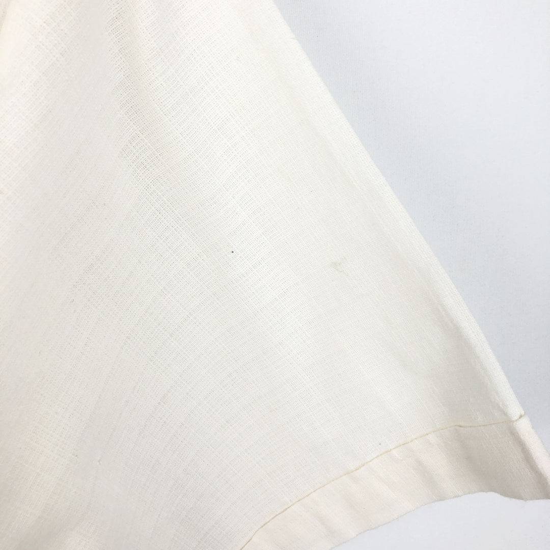 CONTINENTAL Short-Sleeve Open-Collar Mexican Shirt, Cuban Shirt, Boxy Shirt, Men's Size L (Equivalent), Vintage linen pale white type Vintage Second Hand