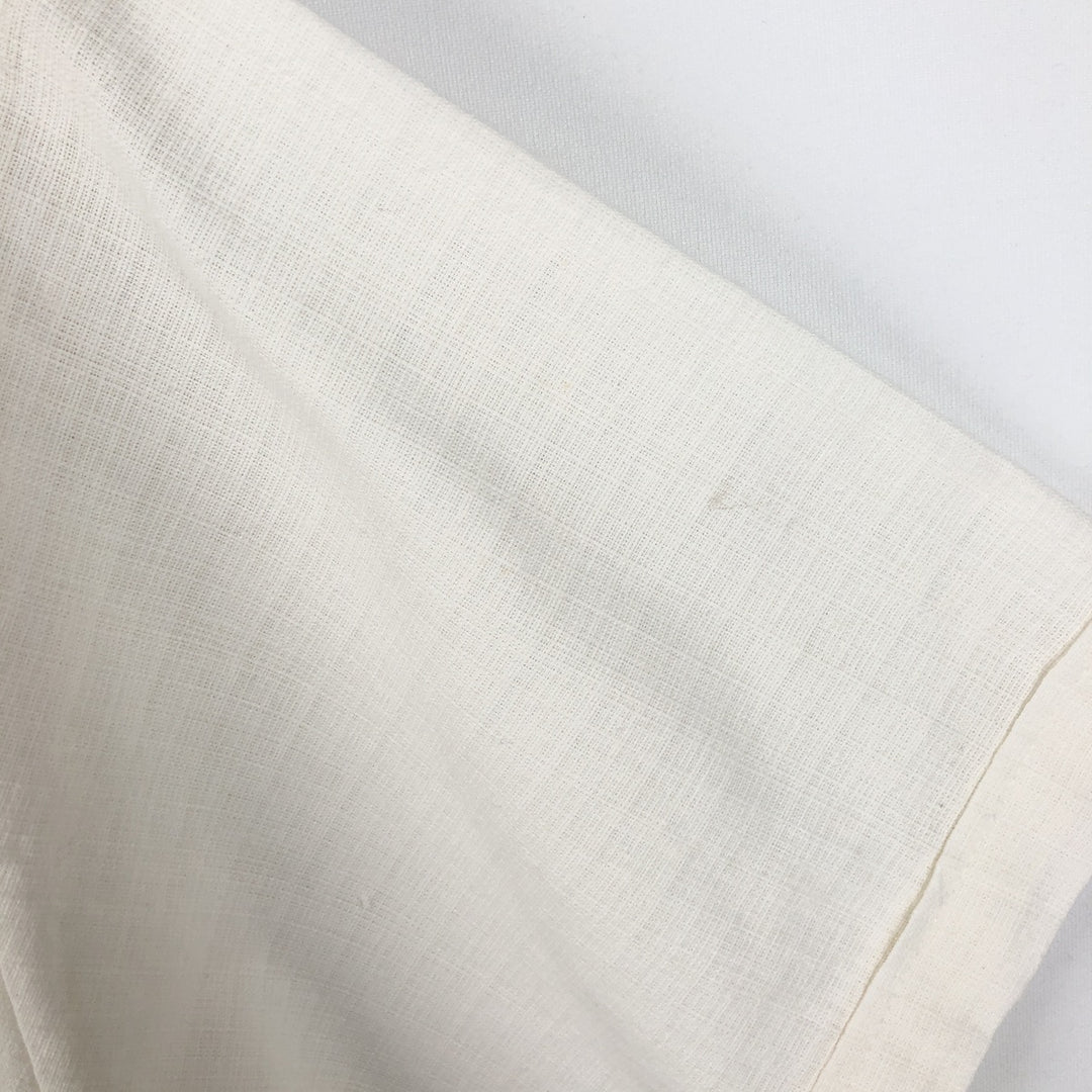 CONTINENTAL Short-Sleeve Open-Collar Mexican Shirt, Cuban Shirt, Boxy Shirt, Men's Size L (Equivalent), Vintage linen pale white type Vintage Second Hand