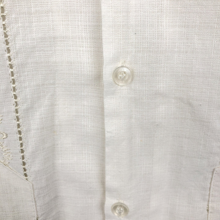 CONTINENTAL Short-Sleeve Open-Collar Mexican Shirt, Cuban Shirt, Boxy Shirt, Men's Size L (Equivalent), Vintage linen pale white type Vintage Second Hand