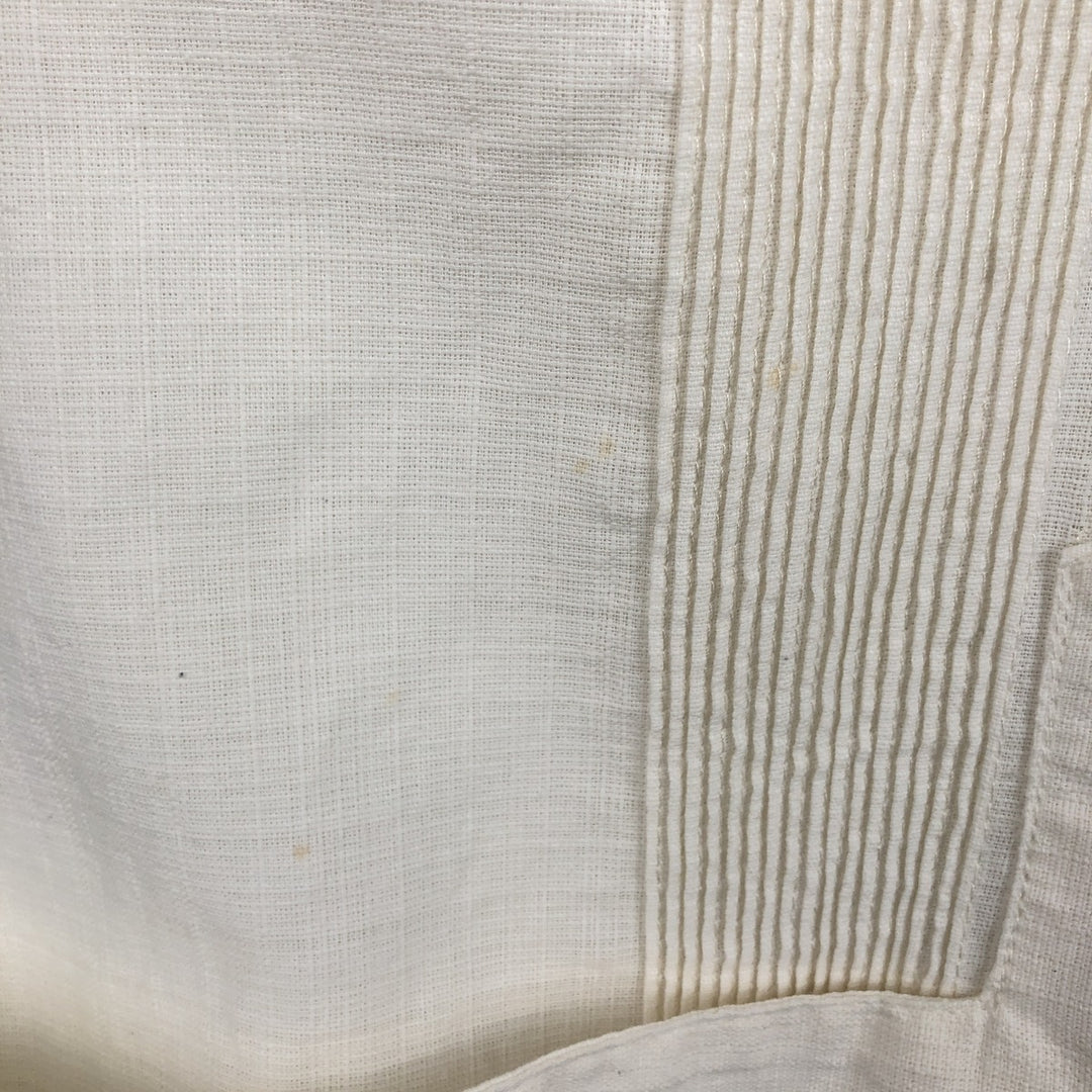 CONTINENTAL Short-Sleeve Open-Collar Mexican Shirt, Cuban Shirt, Boxy Shirt, Men's Size L (Equivalent), Vintage linen pale white type Vintage Second Hand