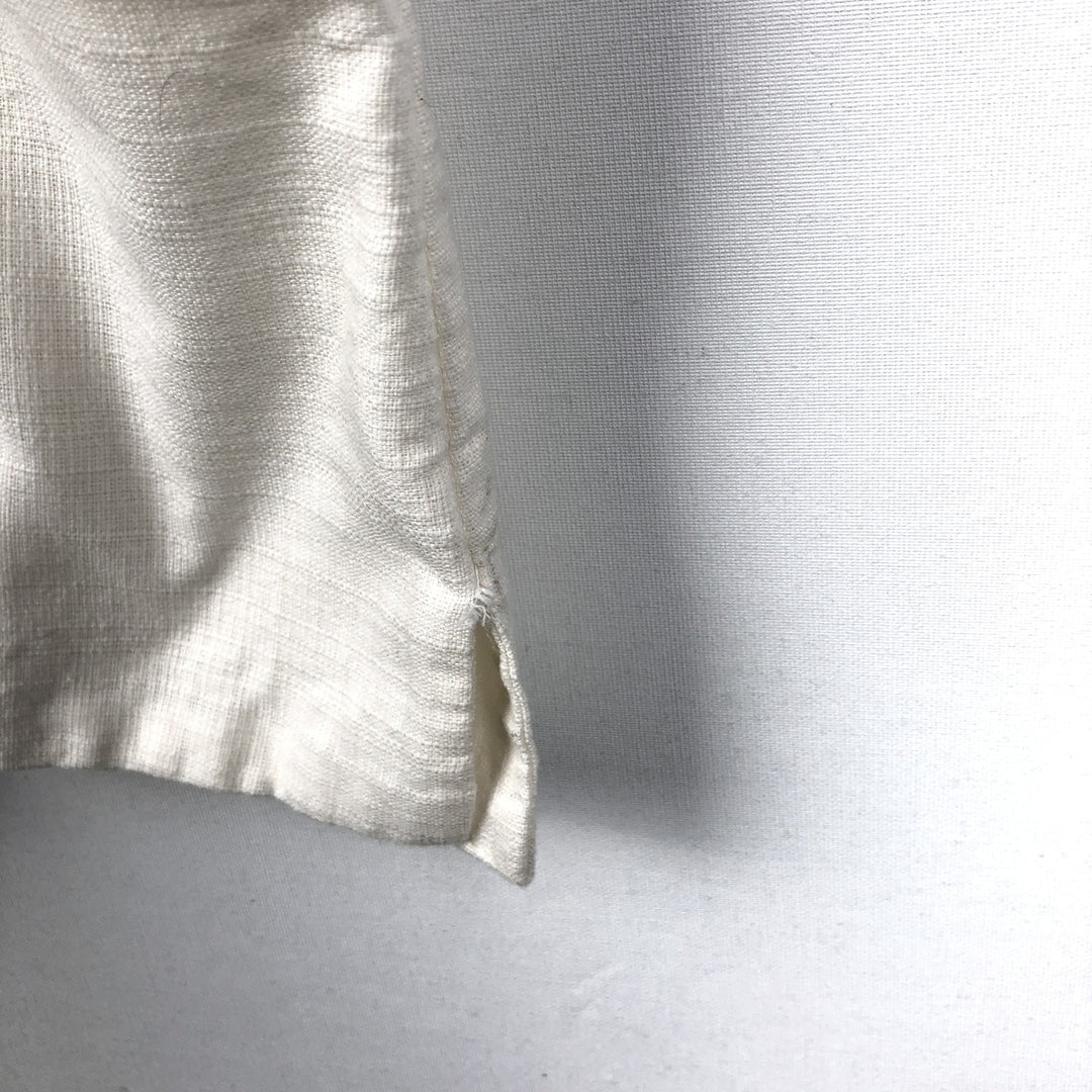 CONTINENTAL Short-Sleeve Open-Collar Mexican Shirt, Cuban Shirt, Boxy Shirt, Men's Size L (Equivalent), Vintage linen pale white type Vintage Second Hand