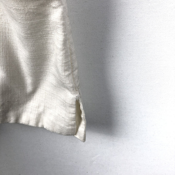CONTINENTAL Short-Sleeve Open-Collar Mexican Shirt, Cuban Shirt, Boxy Shirt, Men's Size L (Equivalent), Vintage linen pale white type Vintage Second Hand