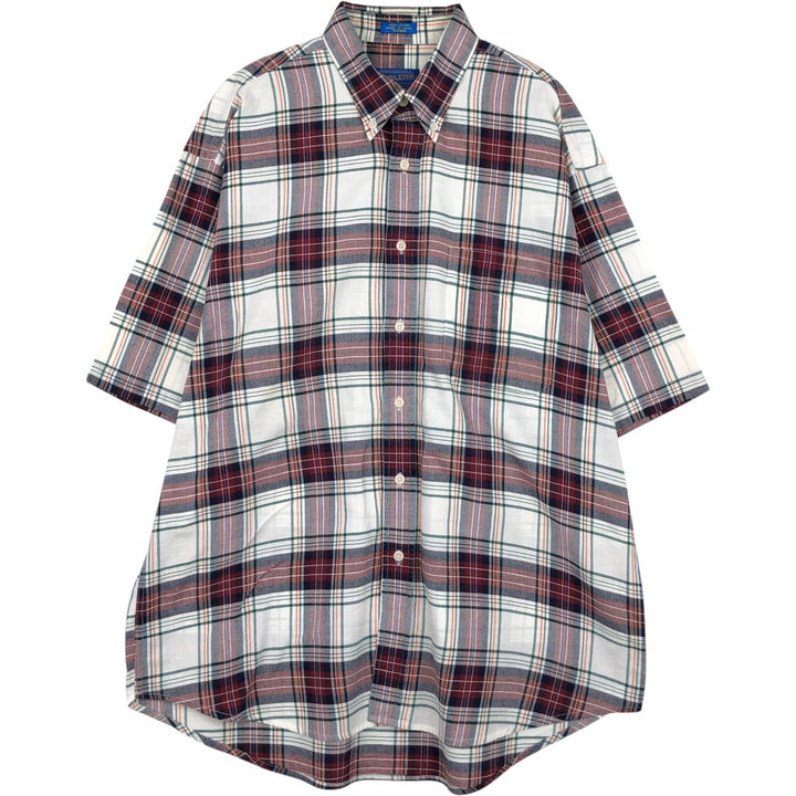 Pendleton short-sleeved button-down check shirt, men's size L (approx.) cotton bordeaux Vintage Second Hand