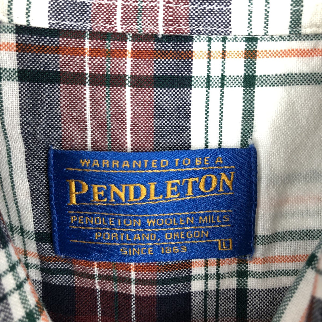 Pendleton short-sleeved button-down check shirt, men's size L (approx.) cotton bordeaux Vintage Second Hand