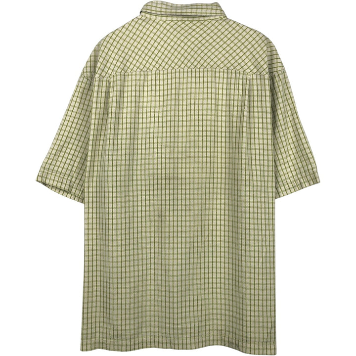 Guess Short-Sleeve Cotton Check Shirt, Boxy Fit, Men's Size XL (approx.) cotton green type yellow green Vintage Second Hand