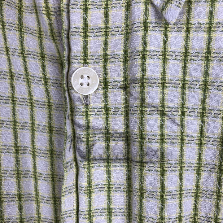Guess Short-Sleeve Cotton Check Shirt, Boxy Fit, Men's Size XL (approx.) cotton green type yellow green Vintage Second Hand