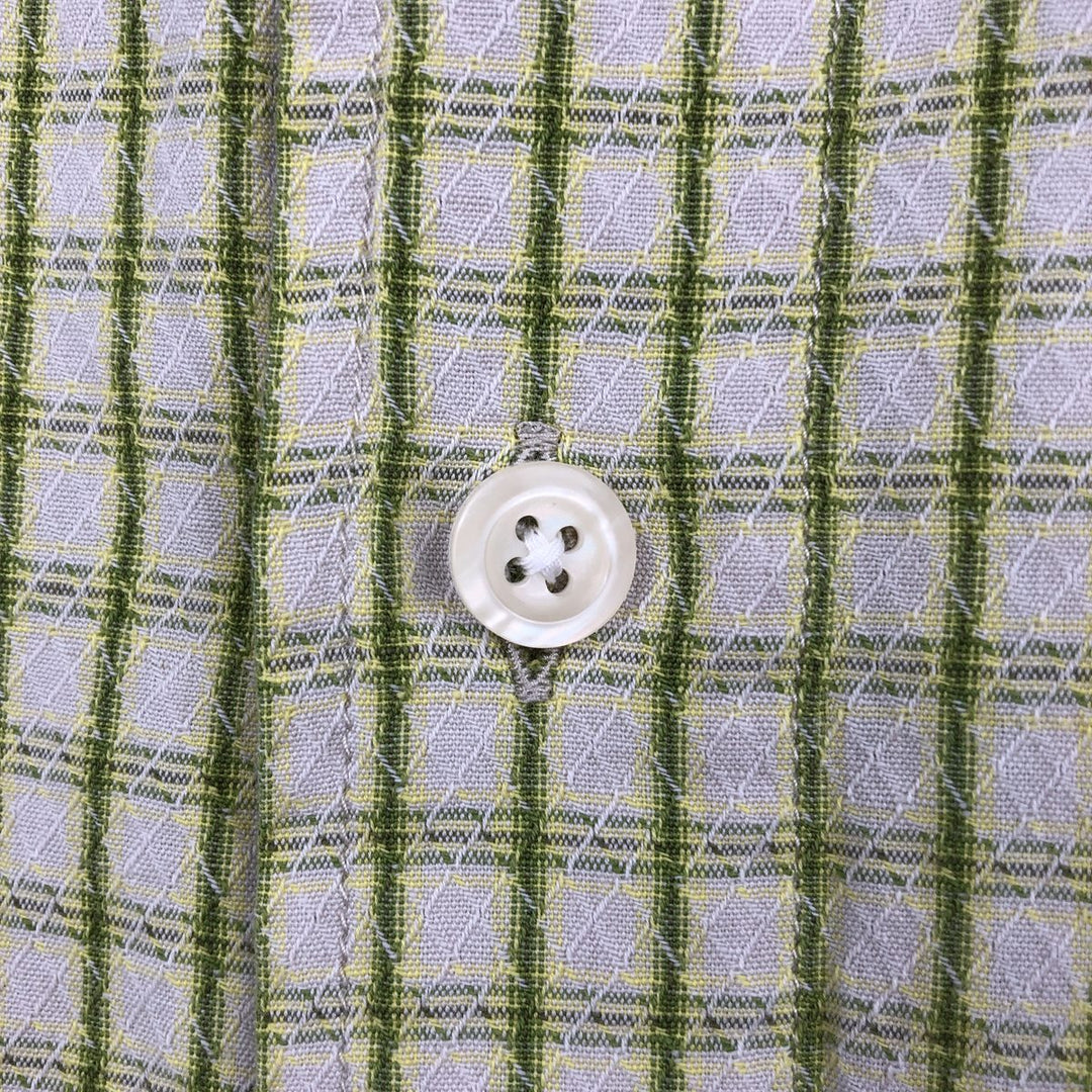 Guess Short-Sleeve Cotton Check Shirt, Boxy Fit, Men's Size XL (approx.) cotton green type yellow green Vintage Second Hand