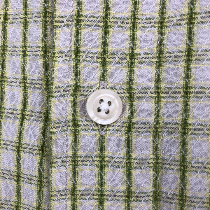Guess Short-Sleeve Cotton Check Shirt, Boxy Fit, Men's Size XL (approx.) cotton green type yellow green Vintage Second Hand