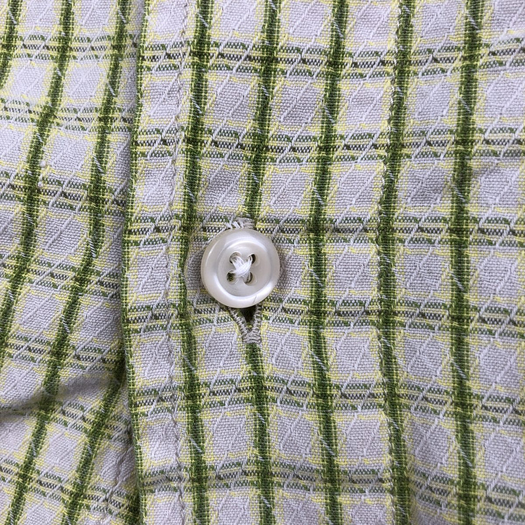 Guess Short-Sleeve Cotton Check Shirt, Boxy Fit, Men's Size XL (approx.) cotton green type yellow green Vintage Second Hand