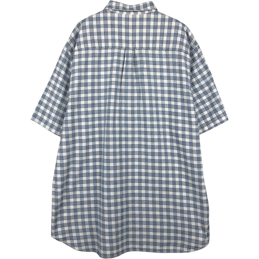 Guess Jeans Short-Sleeve Cotton Check Shirt, Made in USA, Men's Size XL (approx.) cotton blue type Vintage Second Hand