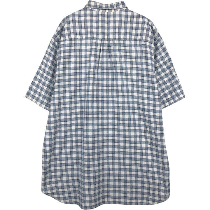 Guess Jeans Short-Sleeve Cotton Check Shirt, Made in USA, Men's Size XL (approx.) cotton blue type Vintage Second Hand