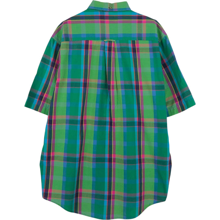 90'S GAP Old Gap Madras Check Short-Sleeve Button-Down Check Shirt Men's Size M (Equivalent) Vintage cotton green type Vintage Second Hand