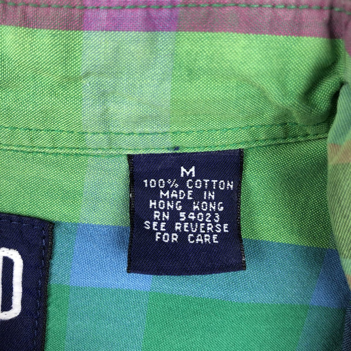 90'S GAP Old Gap Madras Check Short-Sleeve Button-Down Check Shirt Men's Size M (Equivalent) Vintage cotton green type Vintage Second Hand