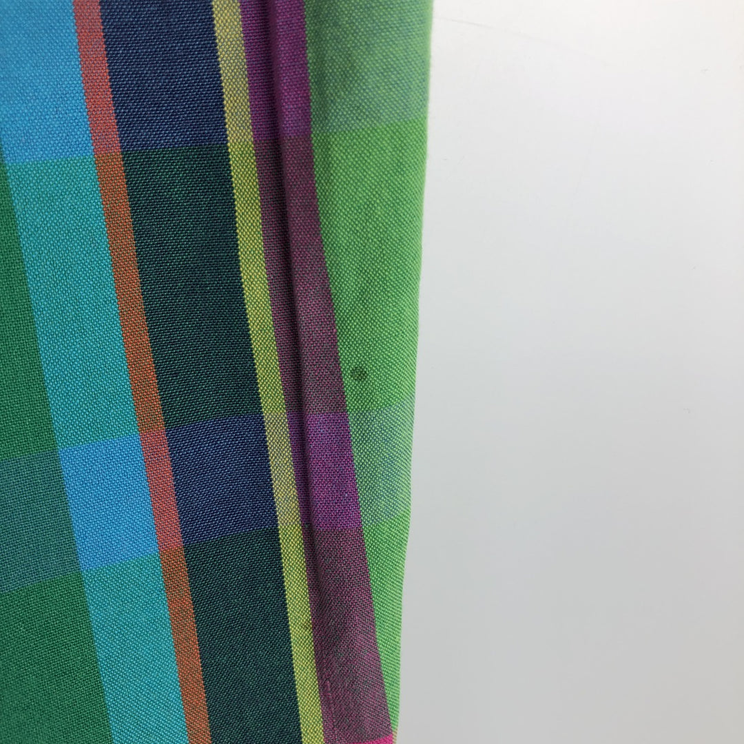 90'S GAP Old Gap Madras Check Short-Sleeve Button-Down Check Shirt Men's Size M (Equivalent) Vintage cotton green type Vintage Second Hand