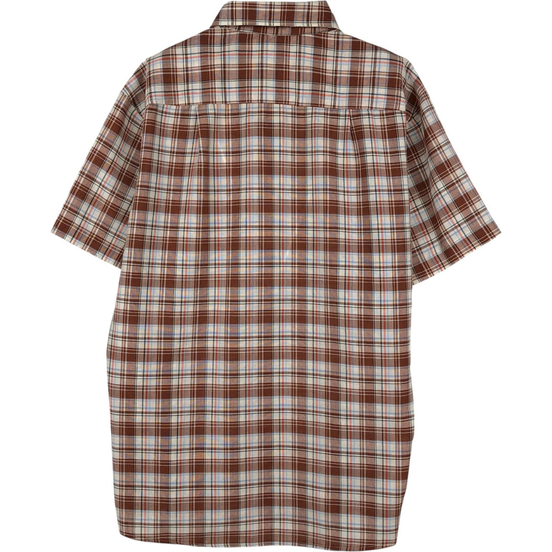 Big Mac Check Pattern Short-Sleeve Poly-Cotton Shirt, Men's Size M (Equivalent), Vintage polyester brown type Vintage Second Hand