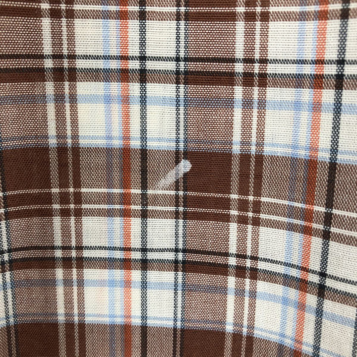 Big Mac Check Pattern Short-Sleeve Poly-Cotton Shirt, Men's Size M (Equivalent), Vintage polyester brown type Vintage Second Hand