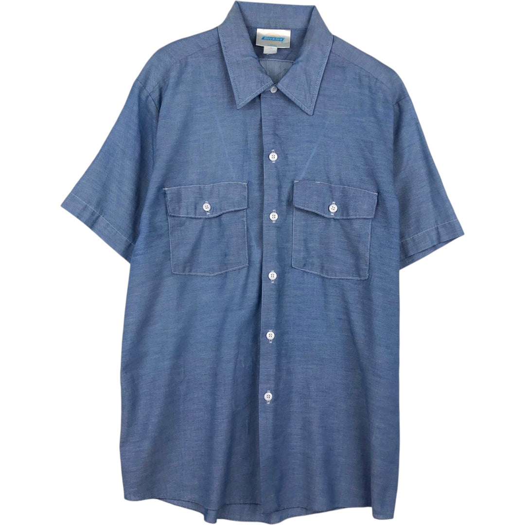 Dickies short-sleeved chambray shirt, made in USA, men's size L (equivalent). polyester blue type Vintage Second Hand
