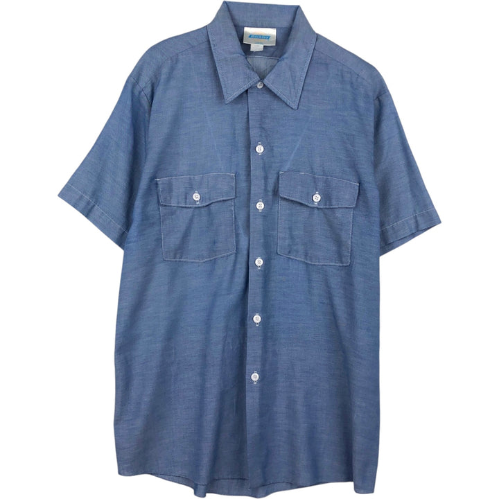 Dickies short-sleeved chambray shirt, made in USA, men's size L (equivalent). polyester blue type Vintage Second Hand