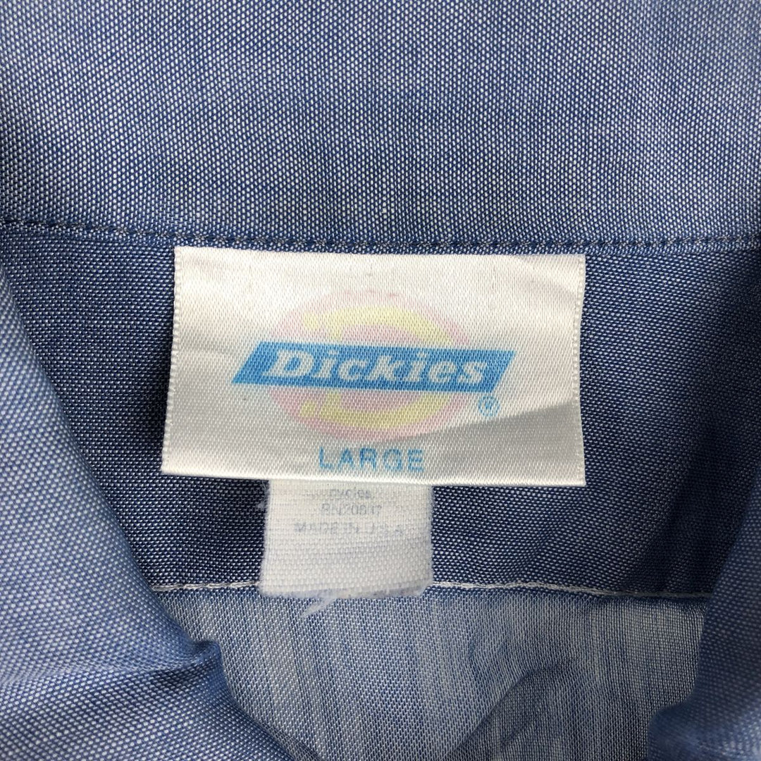 Dickies short-sleeved chambray shirt, made in USA, men's size L (equivalent). polyester blue type Vintage Second Hand