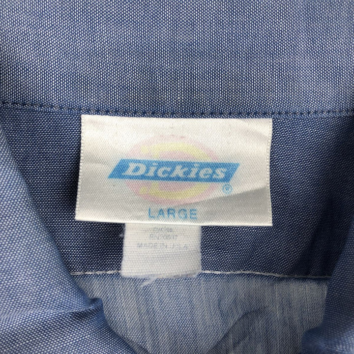 Dickies short-sleeved chambray shirt, made in USA, men's size L (equivalent). polyester blue type Vintage Second Hand