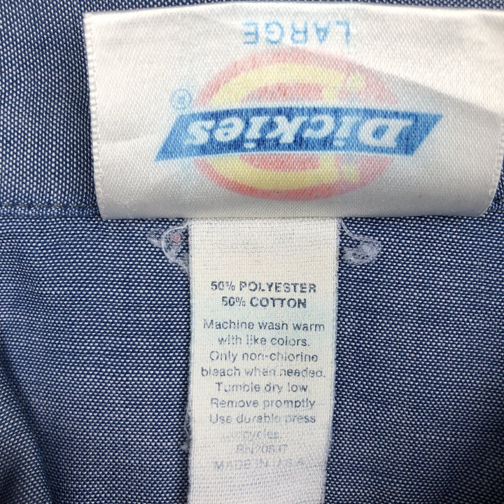 Dickies short-sleeved chambray shirt, made in USA, men's size L (equivalent). polyester blue type Vintage Second Hand