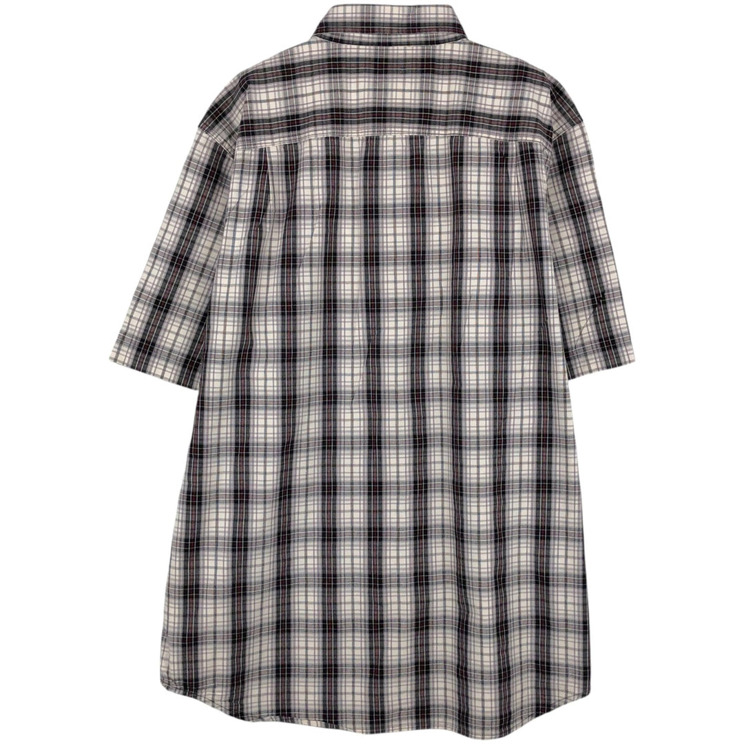 Carhartt RELAXED FIT Check Pattern Button-down Short Sleeve Work Shirt, Men's L size cotton ivory Vintage Second Hand