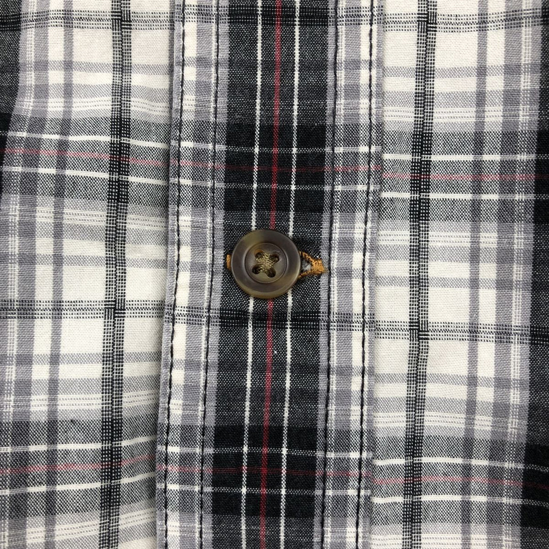 Carhartt RELAXED FIT Check Pattern Button-down Short Sleeve Work Shirt, Men's L size cotton ivory Vintage Second Hand