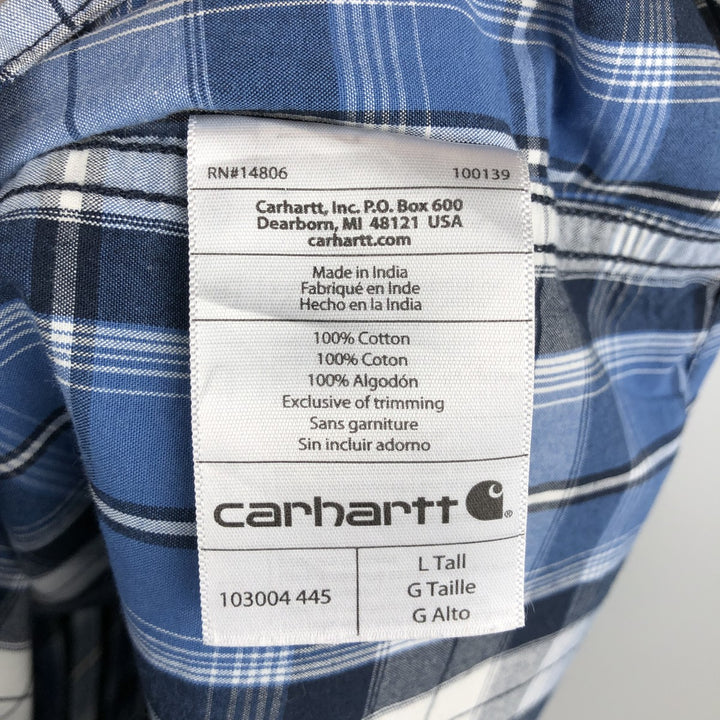 Carhartt RELAXED FIT Check Pattern Short Sleeve Work Shirt, Men's L size cotton blue type Vintage Second Hand