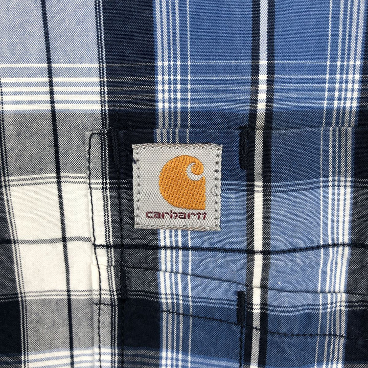 Carhartt RELAXED FIT Check Pattern Short Sleeve Work Shirt, Men's L size cotton blue type Vintage Second Hand