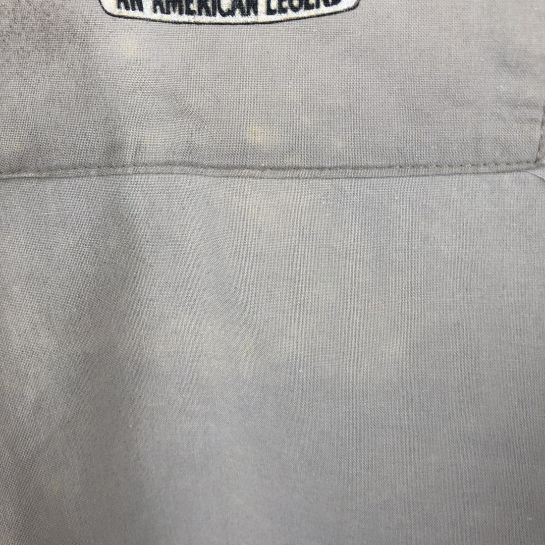 Harley-Davidson Eagle Pattern/Stars and Stripes Pullover Short-Sleeve Work Shirt (Men's Size M) cotton Beige type Vintage Second Hand