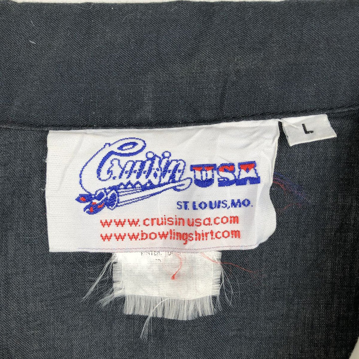 Cruisin USA Open Collar Bowling Shirt, Boxy Shirt, Men's Size L (approx.) cotton white type Vintage Second Hand