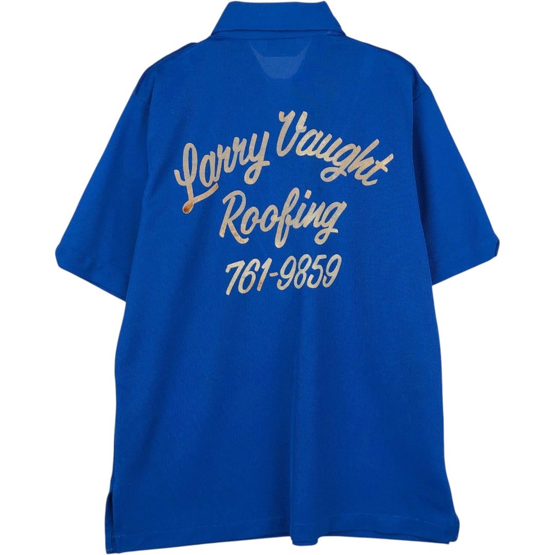 70s-80'S Hilton Half-Zip Bowling Shirt, Boxy Shirt, Made in USA, Men's Size M (Equivalent), Vintage polyester blue type Vintage Second Hand