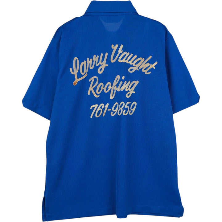 70s-80'S Hilton Half-Zip Bowling Shirt, Boxy Shirt, Made in USA, Men's Size M (Equivalent), Vintage polyester blue type Vintage Second Hand