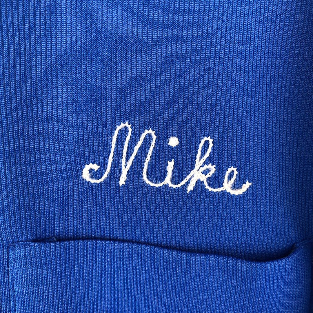 70s-80'S Hilton Half-Zip Bowling Shirt, Boxy Shirt, Made in USA, Men's Size M (Equivalent), Vintage polyester blue type Vintage Second Hand